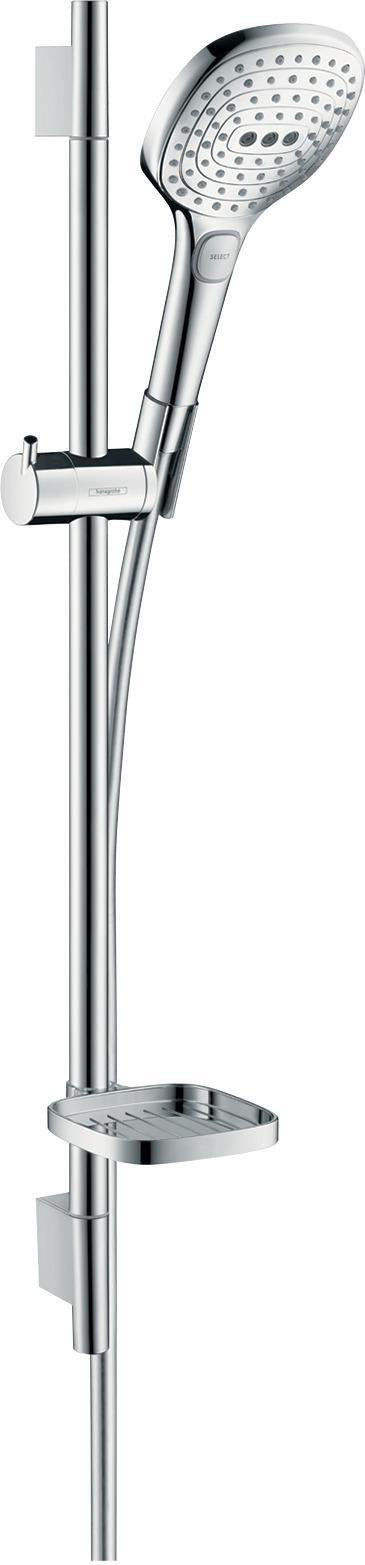 HANSGROHE Raindance Select E 120 Brauseset mit Unica´S Puro Stange, 3 Strahlarten, Chrom