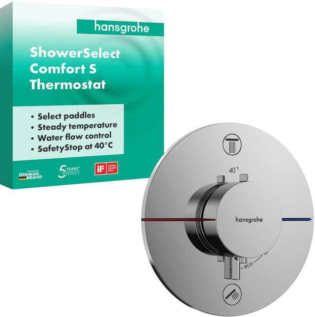 HANSGROHE ShowerSelect Comfort S Thermostat Fertigmontageset Unterputz Chrom für 2 Verbraucher