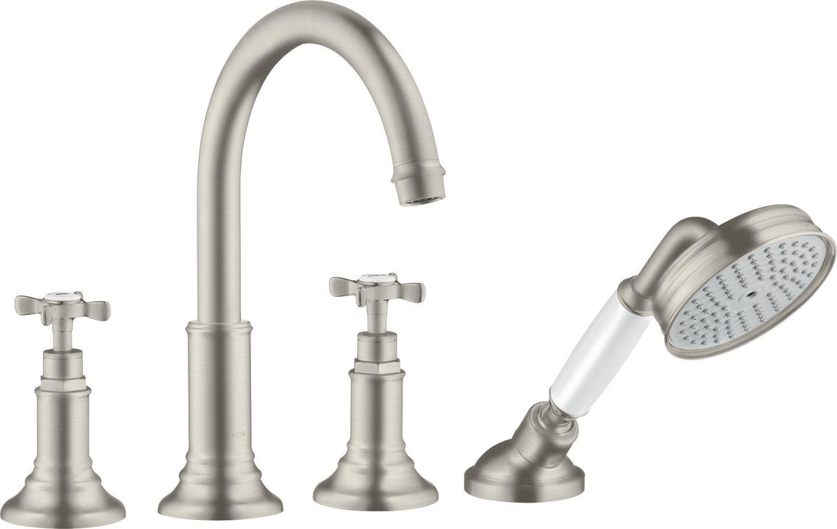 AXOR MONTREUX 4-Loch-Wannenrandarmatur DN 15 mit Handbrause, Thermostat und Wanneneinlauf in Chrom