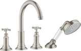 AXOR MONTREUX 4-Loch-Wannenrandarmatur DN 15 mit Handbrause, Thermostat und Wanneneinlauf in Chrom