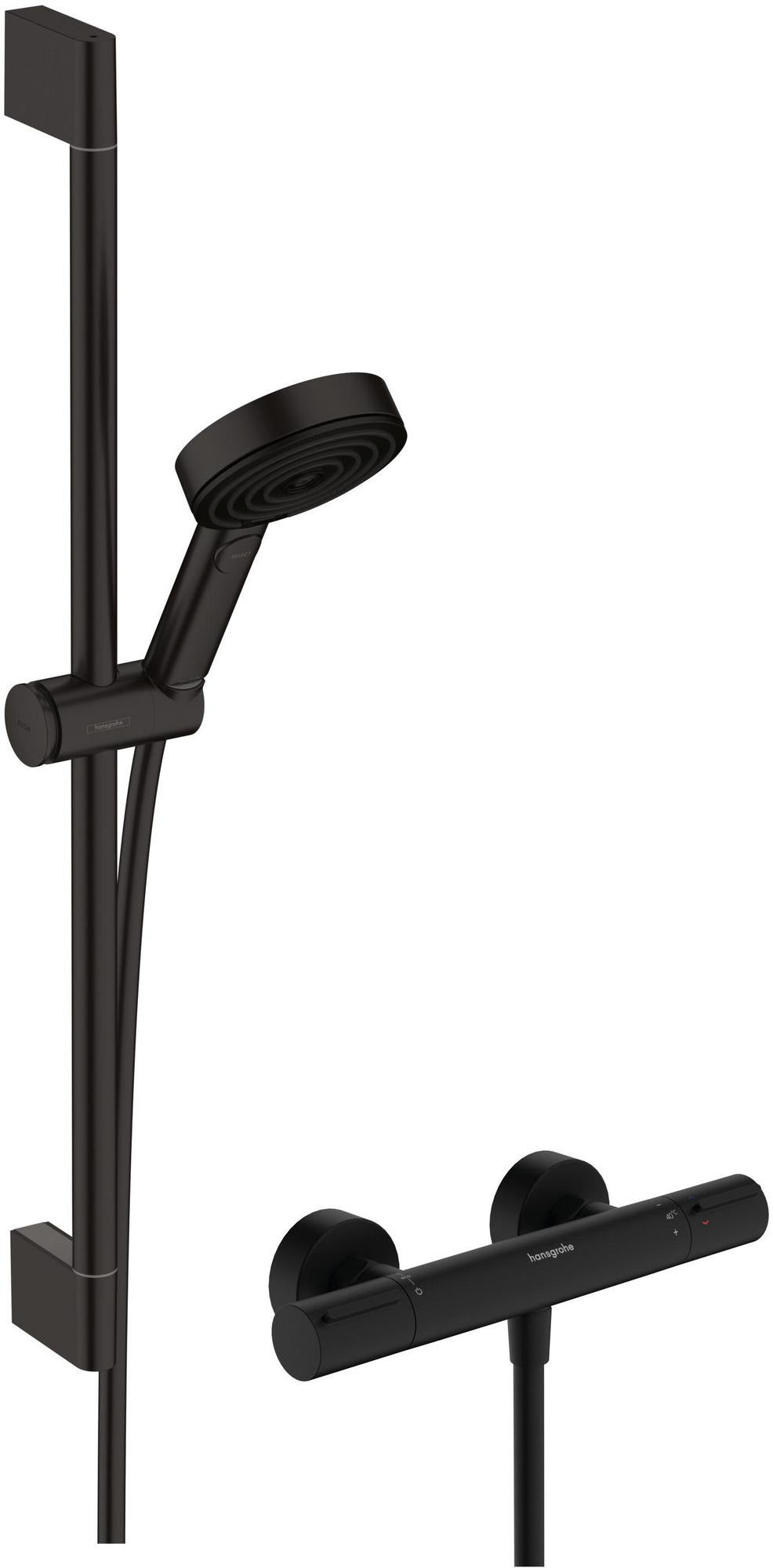 Hansgrohe Pulsify Select S Brausesystem mit Ecostat Thermostat, 3 Strahlarten, Chrom
