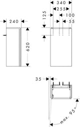HANSGROHE Xilesa E Waschtischunterschrank 340x240mm, Türanschlag links, MoistureProof