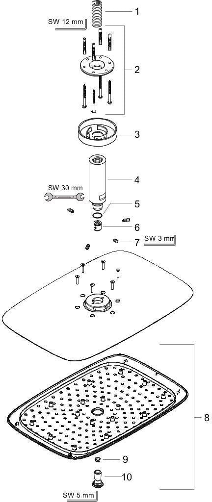 HANSGROHE PURA VIDA 400 AIR Kopfbrause 390 x 260 mm, 1jet, Deckenmontage, chrom