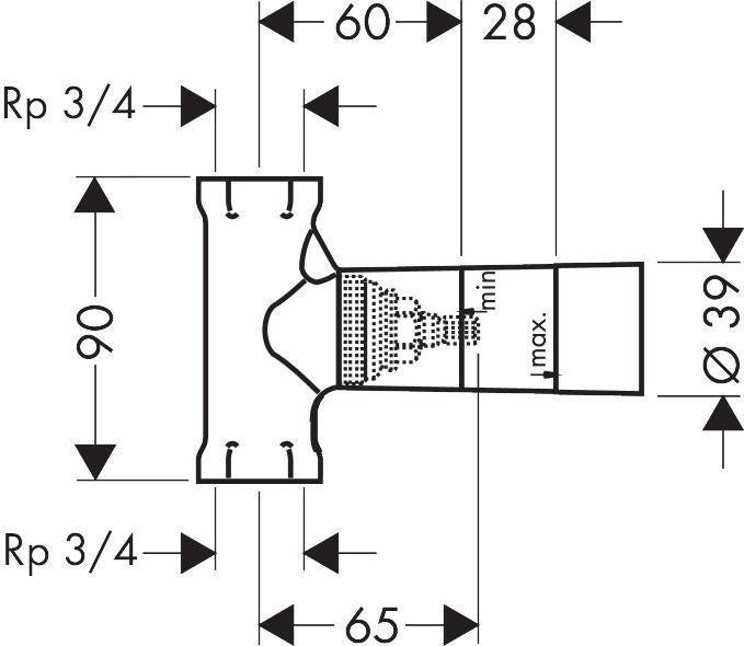 AXOR Grundkörper Unterputzventil DN20 130 l/min von Hansgrohe – für Absperrventil-Fertigsets