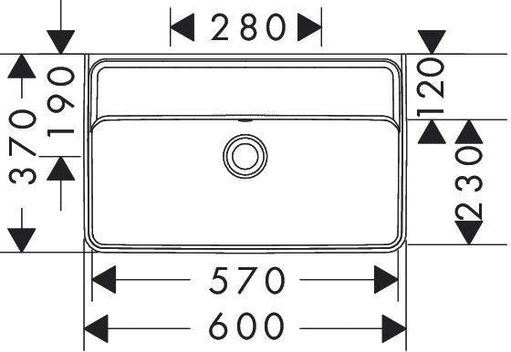 HANSGROHE Waschtisch Xanuia Q 600x370mm weiß mit Hahnloch und Überlauf