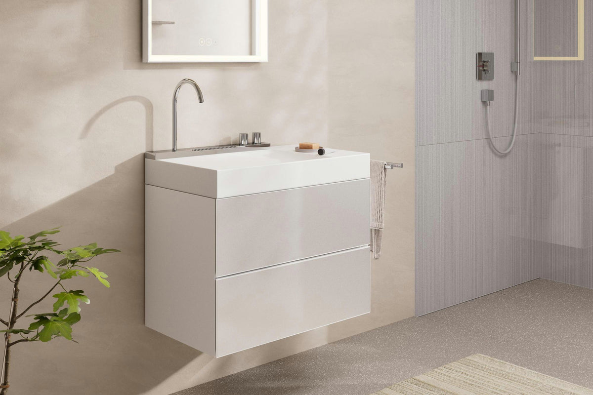 HANSGROHE Avalegra Waschtisch 78 cm mit AquaUnit Armatur – Matt Schwarz, SolidSurface
