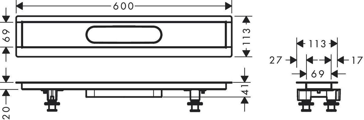 HANSGROHE Installationsset uBox universal für Duschrinnen Fertigsets 600 mm – vormontiertes Dichtvlies & Stellfüße