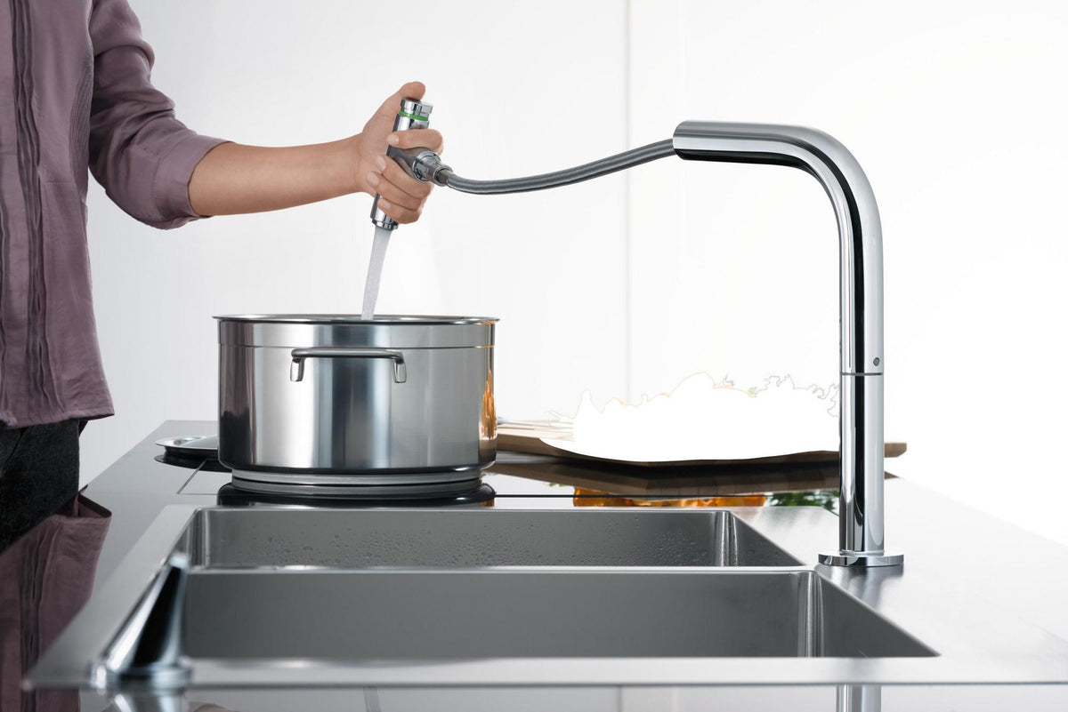 HANSGROHE Metris Select M71 Spültischmischer 200 Select 2jet mit Ausziehbrause und sBox, chrom