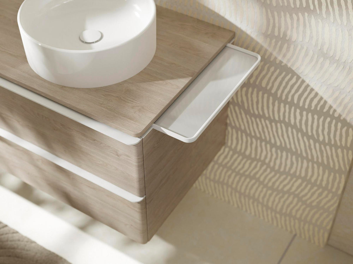 HANSGROHE Xelu Q Konsole 1360 mm weiß hochglanz mit 2 Ausschnitten ohne Hahnloch
