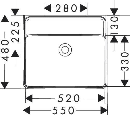 HANSGROHE Waschtisch Xanuia Q 550x480 mm weiß ohne Hahnloch mit Überlauf