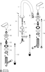 HANSGROHE VERNIS Shape 3-Loch-Waschtischarmatur mit Zugstangen-Ablaufgarnitur, Chrom