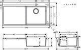 HANSGROHE S71 Einbauspüle 450 mit Abtropffläche, Edelstahl, Becken rechts