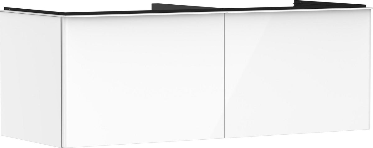 HANSGROHE Waschtischunterschrank Xelu Q 1360 mm Weiß Hochglanz mit Griffleiste Chrom