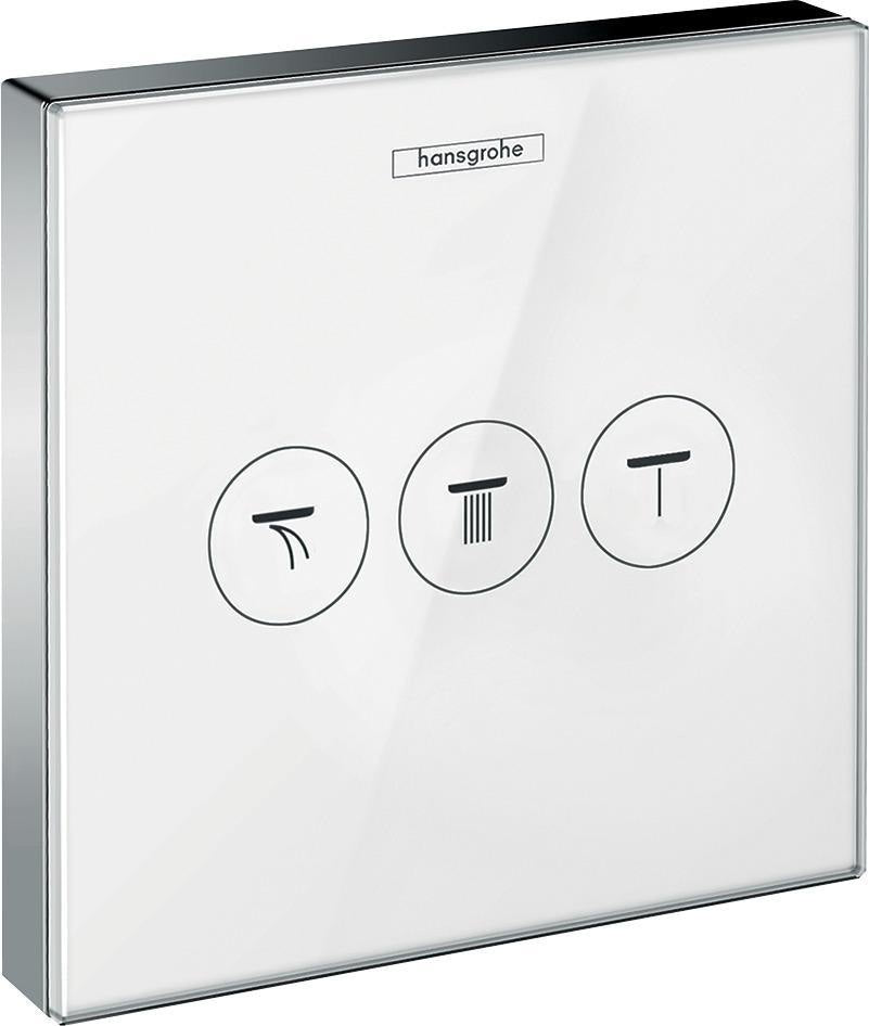 HANSGROHE ShowerSelect Glass Ventil Unterputz für 3 Verbraucher weiß/chrom