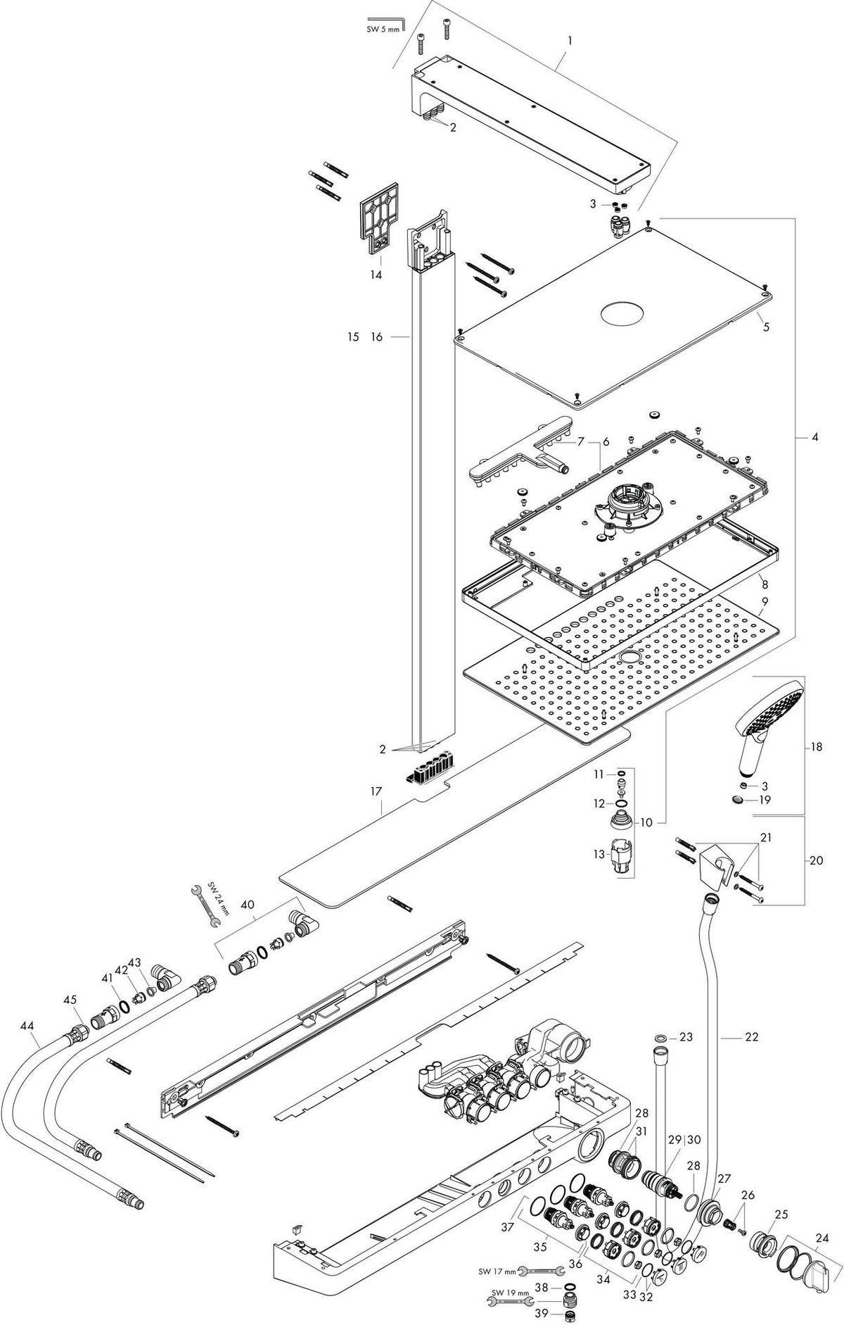 HANSGROHE Rainmaker Select 460 Duschsystem mit Thermostat ShowerTablet Select 700, 2 Strahlarten, weiß/chrom