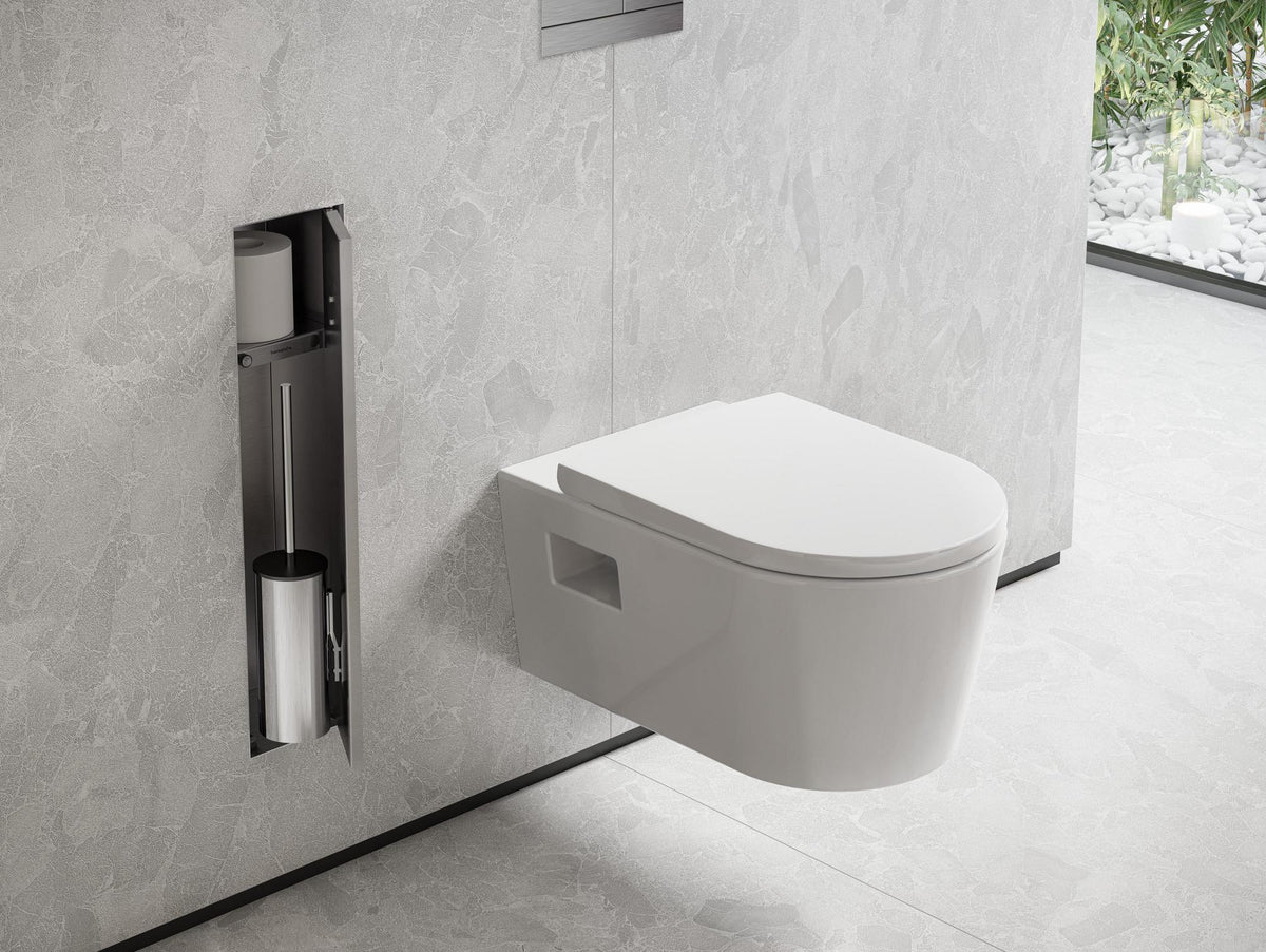 HANSGROHE XtraStoris Rock Toilettenbürstenhalter mit Ablage und befliesbarer Tür mattschwarz