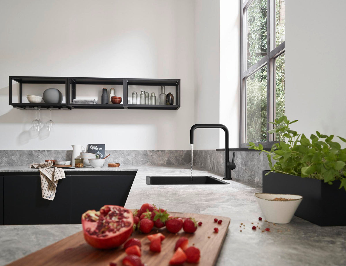 HANSGROHE Unterbauspüle S51 450 S510-U450 GS – SilicaTec, graphitschwarz, 1 Becken