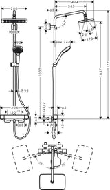 HANSGROHE Showerpipe Croma E 280 1jet Chrom mit Brausethermostat – Duschsystem