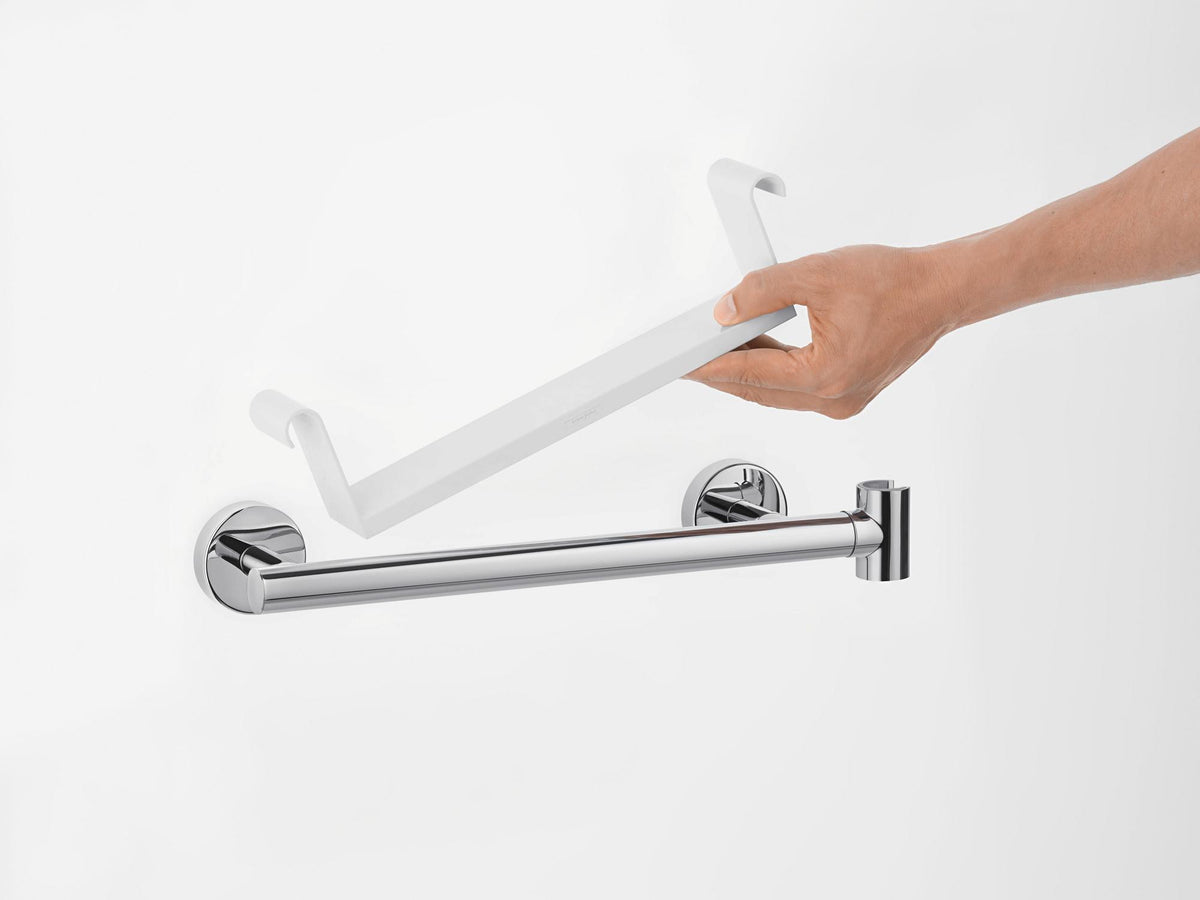 HANSGROHE UNICA COMFORT Haltegriff weiß/chrom mit Ablage und Brausehalter