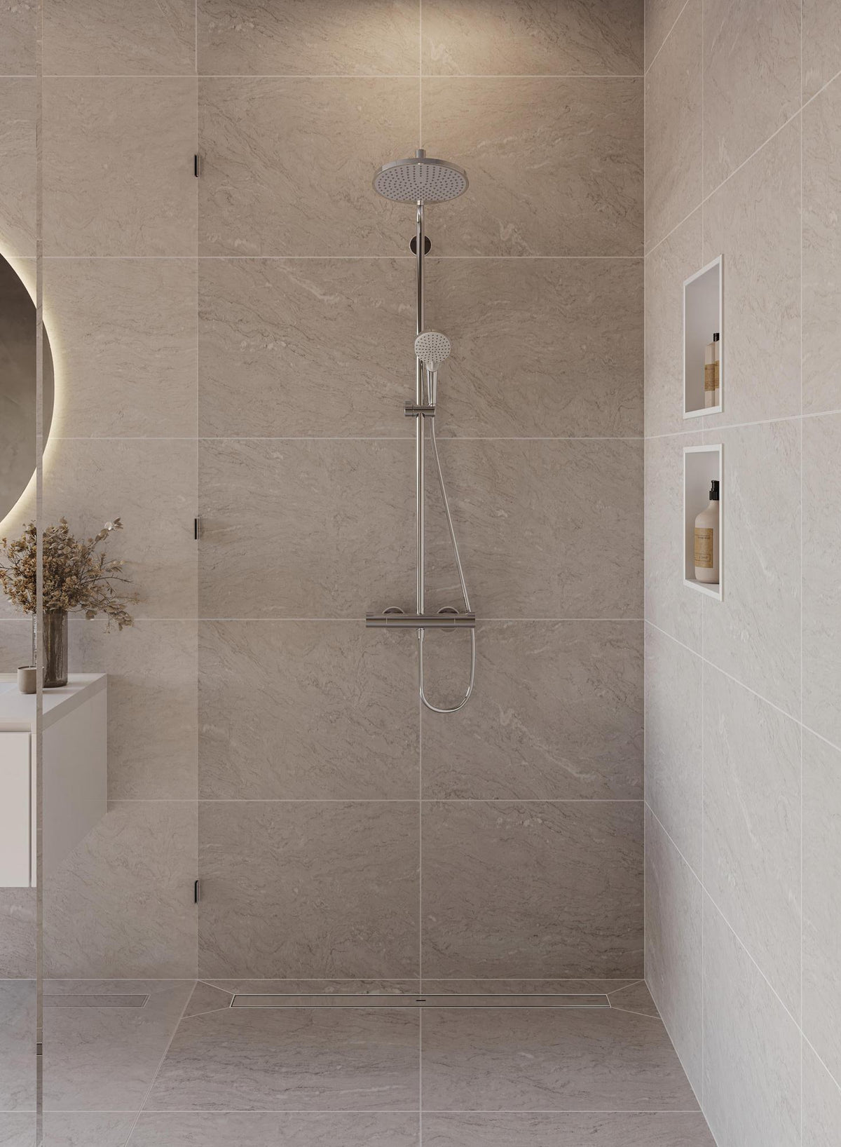 HANSGROHE RainDrain Allround Duschrinne 1200 mm Komplettset – edelstahl gebürstet, höhenverstellbar