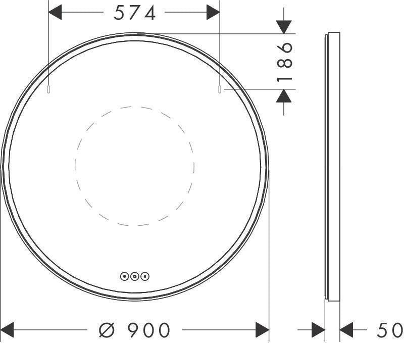 HANSGROHE Spiegel Xarita S 700 mm mit LED-Beleuchtung und kapazitivem Berührungssensor