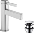 HANSGROHE Finoris Einhebel-Waschtischmischer 100 mit Push-Open Ablaufgarnitur, chrom