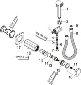 AXOR Bidette Showers Handbrause 1jet mit Brausehalter & Schlauch 1250 mm in Messing