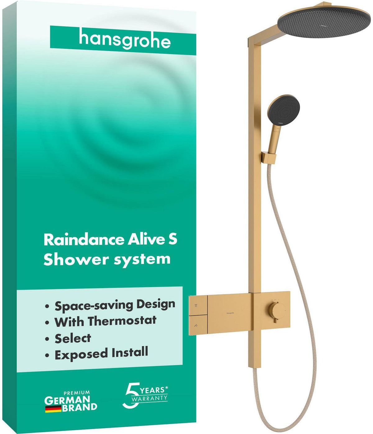 HANSGROHE Raindance Alive S 300 1jet Duschsystem mit Thermostat ShowerSelect Comfort E – Schwarz
