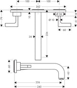 AXOR CITTERIO 3-Loch-Waschtischarmatur DN 15 mit 226 mm Auslauf und Hebelgriffen in Chrom