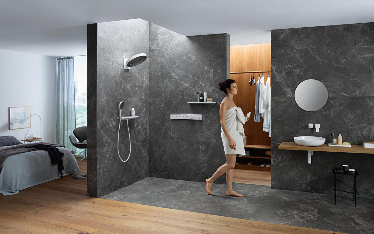 HANSGROHE HG Handbrause Rainfinity 130 3jet Chrom – 3 Strahlarten, QuickClean, Select-Taste