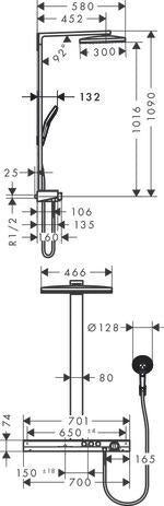HANSGROHE Rainmaker Select 460 Duschsystem mit Thermostat ShowerTablet Select 700, 2 Strahlarten, weiß/chrom
