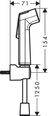 Hansgrohe Bidette-Handbrause Chrom 1 Jet mit Brausehalter und Druckschlauch 1250 mm