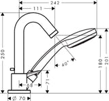 HANSGROHE Logis 3-Loch Einhebel-Wannenrandmischer DN 15 Chrom mit Handbrause