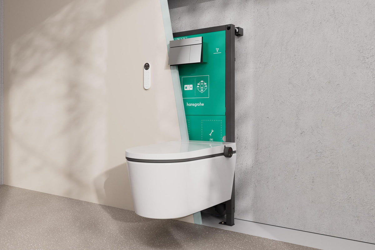 Hansgrohe iFrame Element E Betätigungsplatte mit 2-Mengen-Spülung, Metall, gebürstet