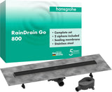 HANSGROHE RainDrain Go Komplettset Duschrinne 800 mm rückseitig befliesbar, matt schwarz