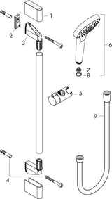 HANSGROHE Brauseset Croma Select S Vario mit Unica Croma Stange, 3 Strahlarten, weiß/chrom