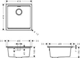 HANSGROHE Unterbauspüle S530-U400 graphitschwarz 456 mm SilicaTec