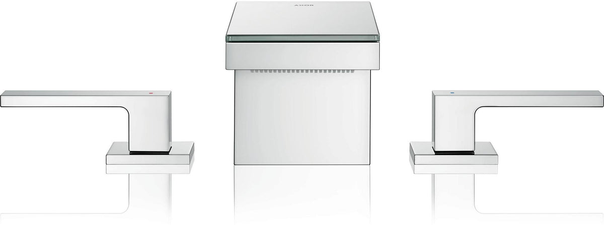 AXOR MyEdition 3-Loch Waschtischarmatur 70 mit Glasplatte, chrom – PowderRain & Push-Open