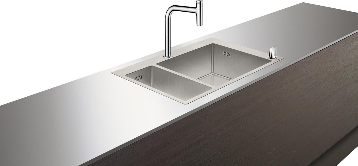 HANSGROHE Spülencombi SELECT 180 x 450 C71-F655-09 – Edelstahl-Spülset mit Armatur und Select-Technologie