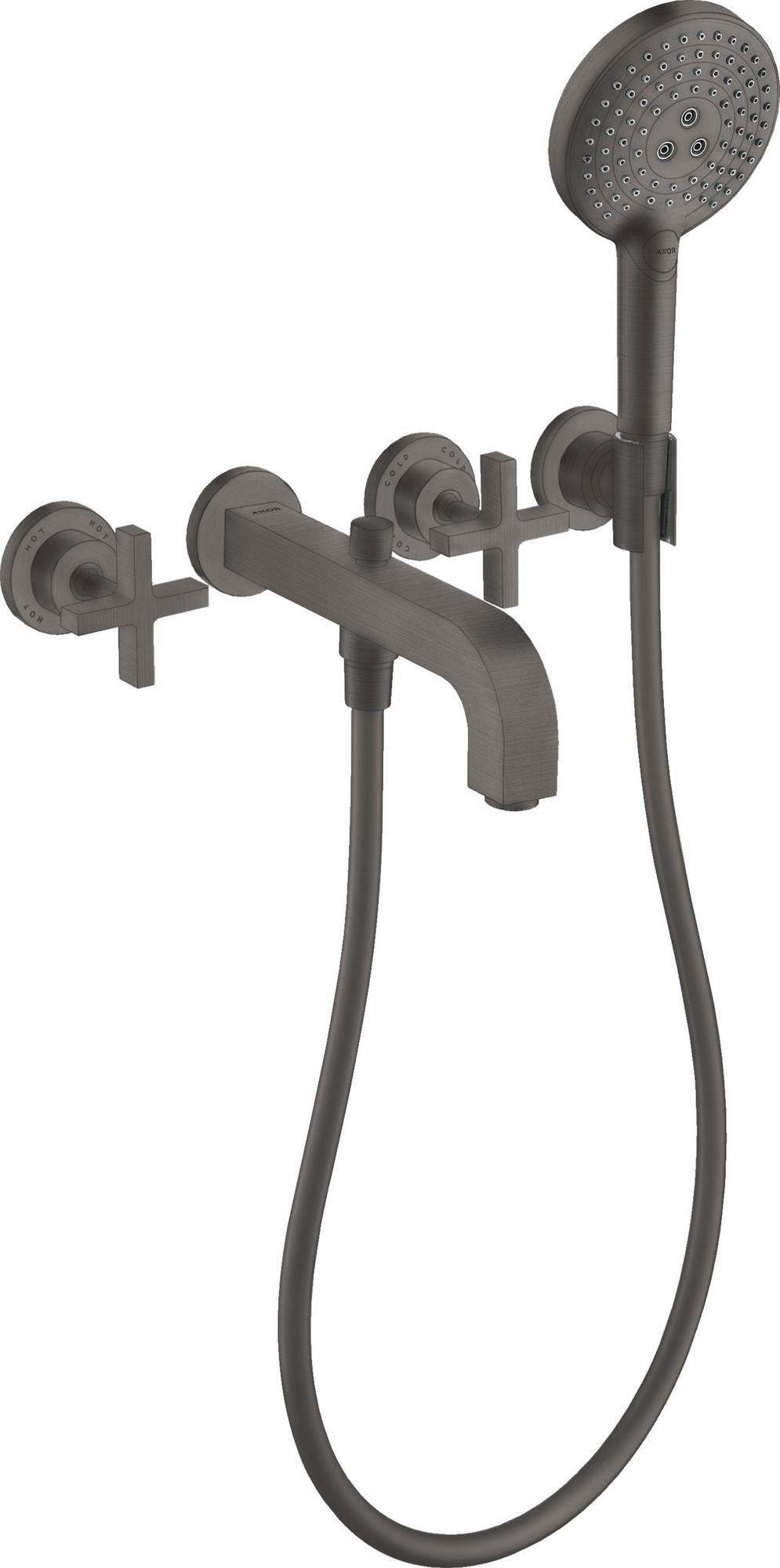 AXOR CITTERIO 3-Loch-Wannenarmatur DN 15 Unterputz mit Handbrause und Kreuzgriff Chrom