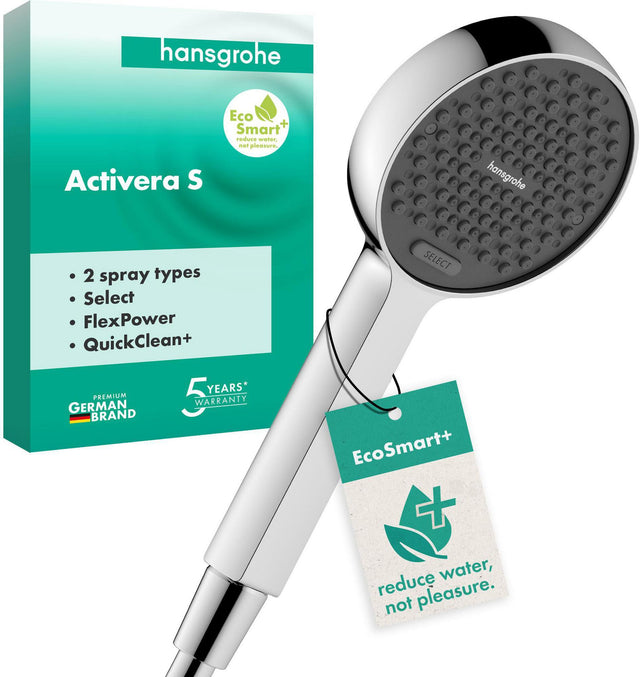 HANSGROHE Activera Select S 95 2jet EcoSmart Handbrause – Chrom, 2 Strahlarten, Select-Taste