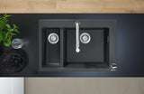 HANSGROHE Einbauspüle S51 180/450 SilicaTec Graphitschwarz mit 2 Becken