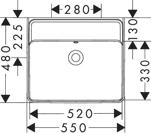 HANSGROHE Xanuia Q Aufsatzwaschtisch 550x480 mm weiß mit Hahnloch und Überlauf