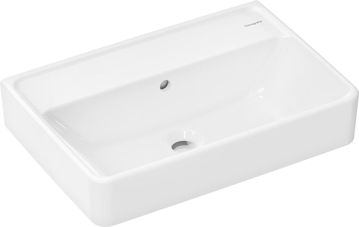 Hansgrohe Xanuia Q Compact Waschtisch 550x370mm mit SmartClean Glasur, Hahnloch und Überlauf