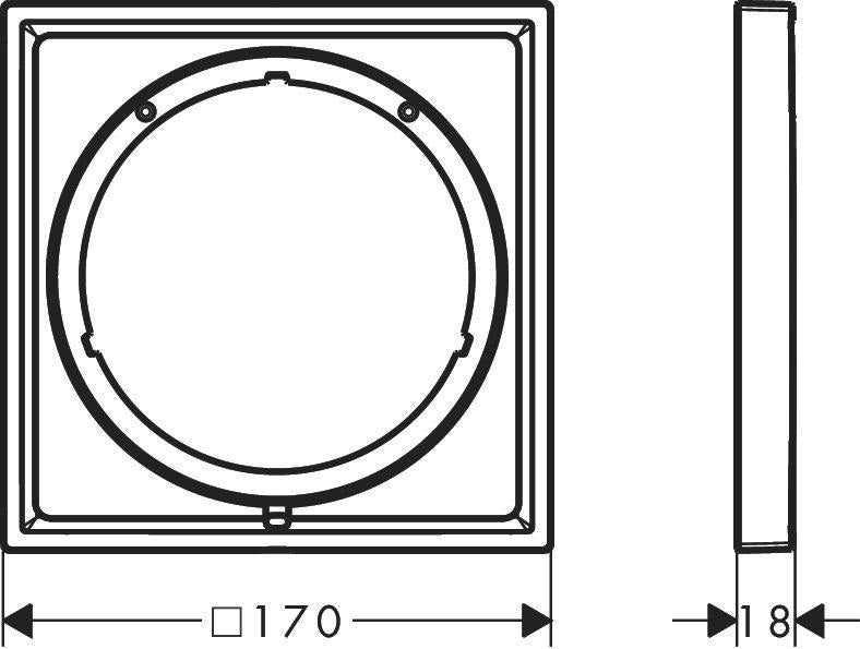 AXOR ShowerSelect ID Verlängerungsrosette eckig 5 mm Chrom – 170 x 170 mm