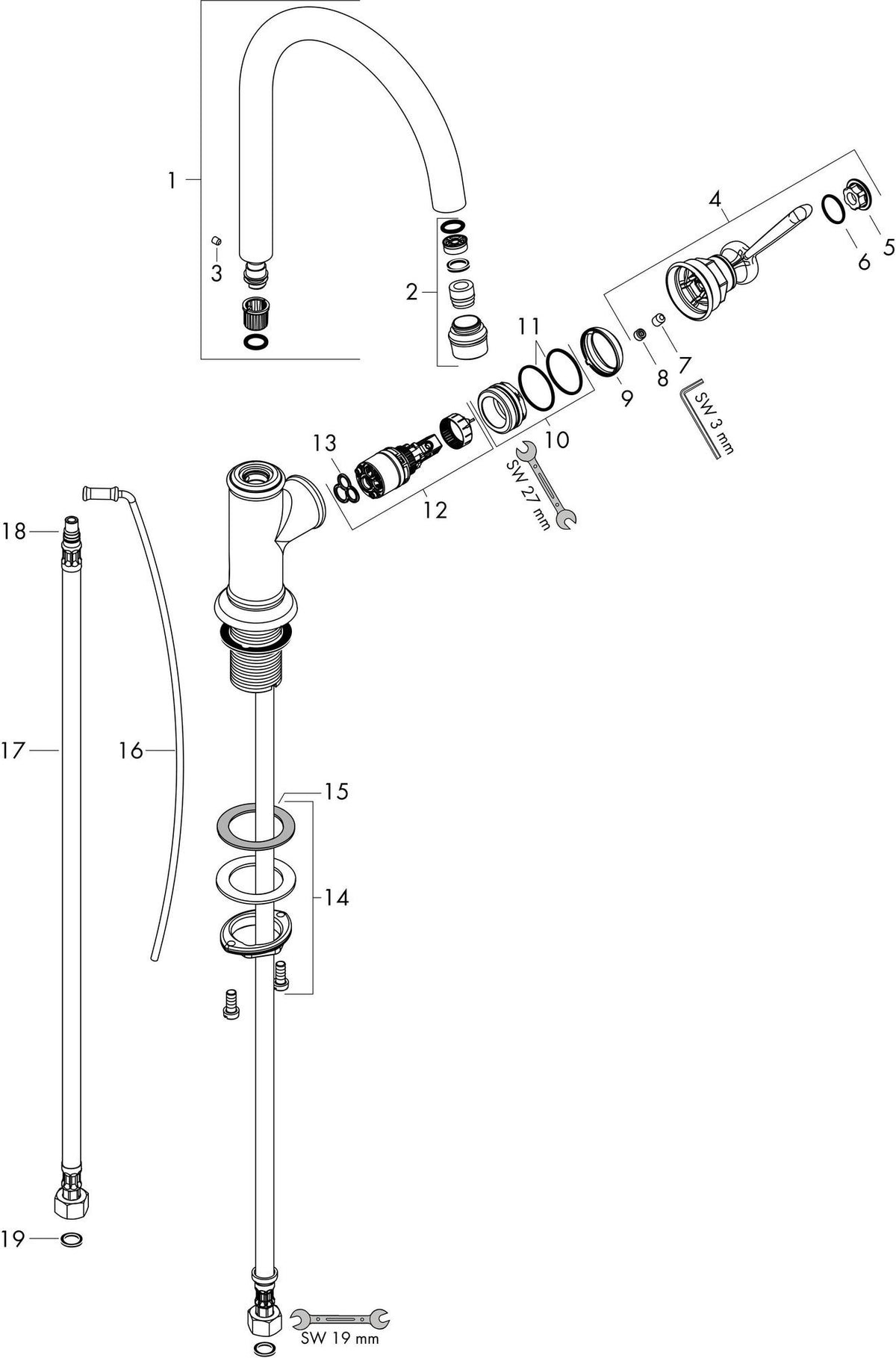 AXOR MONTREUX 210 Einhebel-Waschtischmischer DN 15 mit Zugstangen-Ablaufgarnitur, chrom