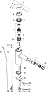 HANSGROHE Zesis S Bidetmischer mattschwarz mit Zugstangen-Ablaufgarnitur