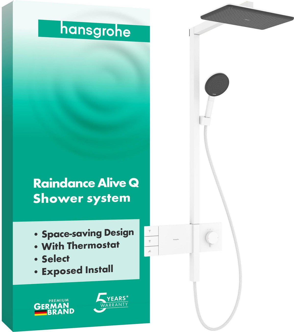 HANSGROHE Raindance Alive Q 210/340 2jet Duschsystem mit Thermostat – Schwarz