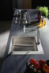 HANSGROHE Metris Select M71 Spültisch-Einhandmischer mit Ausziehbrause, Select-Technologie und ComfortZone 200 – Chrom