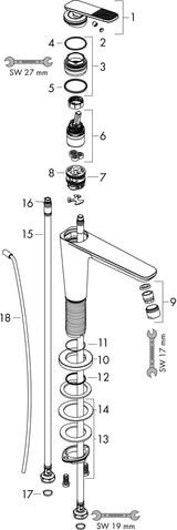 AXOR Citterio C Einhebel-Waschtischmischer mit Zugstangen-Ablaufgarnitur, chrom, ComfortZone 90